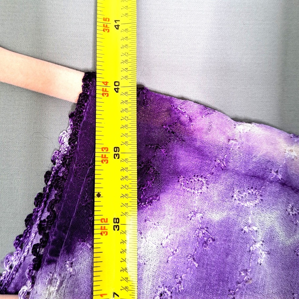 Batik Tie Dye Tunic Dress Women Purple Yellow Boho Embroidered Hippie Gorpcore - Picture 10 of 11